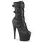 Чоботи Pleaser Adore-1046 на підборах 7 дюймів, черевики на шнурівці спереду 2 3/4 дюйма з п'ятидюймовою застібкою-блискавкою збоку, чорні, веганська шкіра/чорний колір