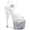 Босоножки Pleaser Esteem-708CK, каблук 7 дюймов, ремешок на щиколотке 3 дюйма, прозрачный/серебристый
