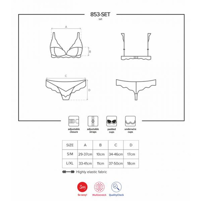 Элегантный кружевной комплект Obsessive 853-SET-2 белый, L/XL