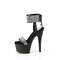 Босоніжки Pleaser Adore-770 *7 дюймів на підборах, 2 3/4 дюйма з мереживом ззаду та манжетою на щиколотці, з RS, чорна веганська шкіра/чорний