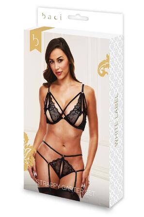 Мереживний комплект білизни зі стрінгами BACI чорний, M/L