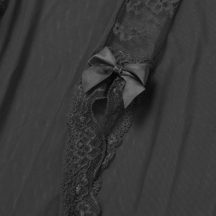 Платье-пеньюар макси с разрезами Star Night с трусиками, с кружевом, черное, L