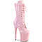 Ботинки Pleaser Flamingo-1050, каблук 8 дюймов, 4-дюймовые PF-сапоги до середины голени, шнуровка спереди, молния сбоку, нежно-розовый