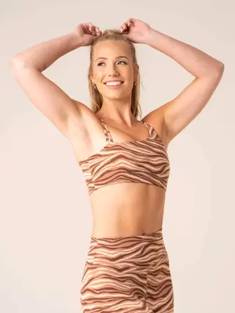 Топ Ryderwear Unstoppable One Shoulder Sports Bra - Mocha Zebra