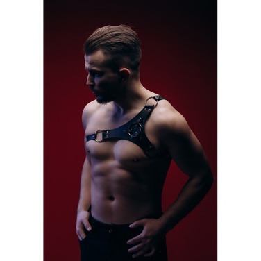 Портупея чоловіча One Size P30, натуральна шкіра, чорна