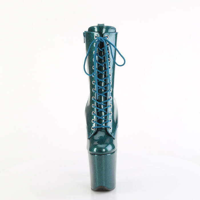 Ботинки Flamingo-1040GP, каблук 8 дюймов, 4-дюймовые PF-ботинки со шнуровкой спереди, боковая молния, бирюзовый цвет