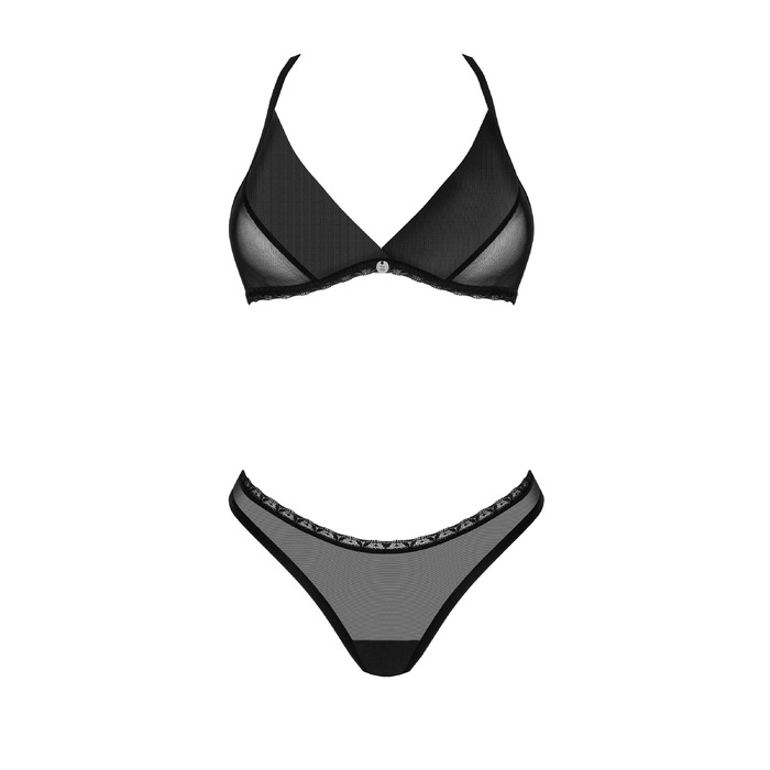 Комплект в сіточку Obsessive Latinesa ліф та трусики, чорний, XS/S