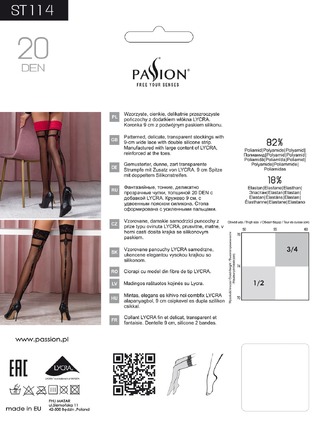 Чулки с узором Passion ST114 черные, 5 (20 den)