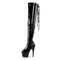 Сапоги Pleaser Adore-3063, каблук 7 дюймов, 6,5 см, армейский ботинок, шнуровка сзади, эластичные, молния сбоку, чёрные