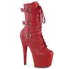Ботинки Adore-1043, каблук 7 дюймов, высота ботинок 6 см, шнуровка спереди, молния сбоку, красная искусственная кожа