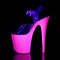 Босоніжки Pleaser Flamingo-808UVG на підборах 8 дюймів, ремінець на щиколотці 4 дюйми з PF, з неоновим УФ-реактивним BTM, прозорі/рожеві