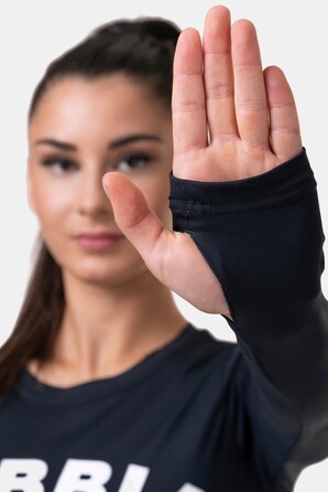 ТОП LONG SLEEVE THUMBHOLE SPORTY CROP TOP BLACK 585