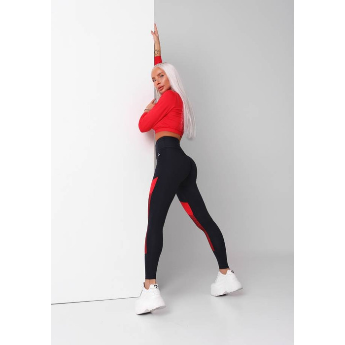 Топ спортивний Fitzona Red Jacket з блискавкою, компресійний для фітнесу та йоги