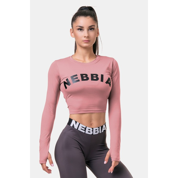 Топ Long Sleeve Thumbhole Sporty Crop Top Old Rose 585 Roze