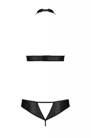 Комплет с открытым бюстом MALWIA SET WITH OPEN BRA black S/M - Passion