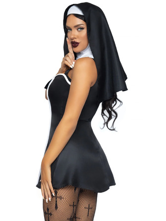 Костюм монашки Leg Avenue, М, Naughty Nun 2 предмета, черный