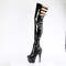 Сапоги Pleaser Adore-3055, каблук 7 дюймов, 6,5 см, эластичный армейский ботфорт с пряжкой и ремешком, молния сбоку, чёрные
