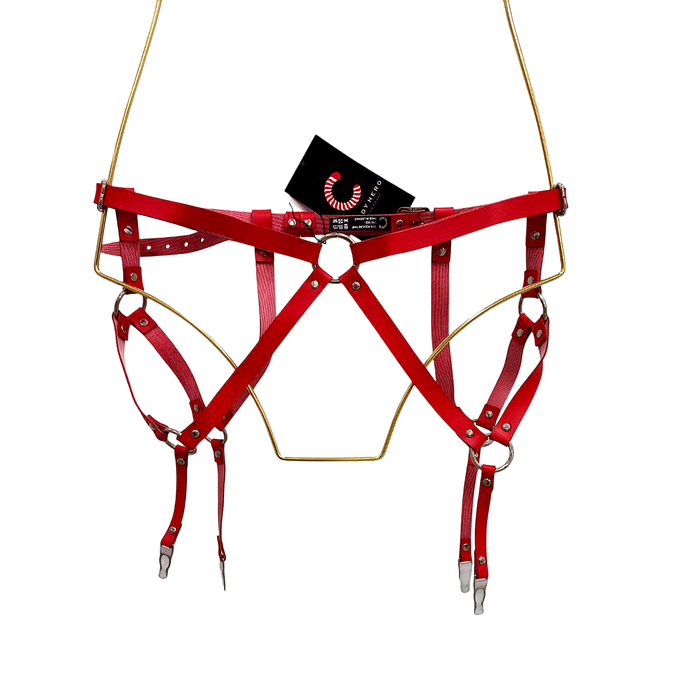 Пояс для панчох Candy Hero 'модель S6', екошкіра, ручна робота, червоний