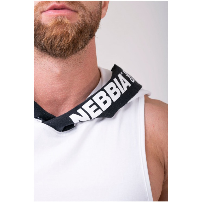 Майка с капюшоном NEBBIA NO EXCUSES Tank Top with a Hoodie 173 white