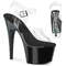 Босоніжки Pleaser Adore-708CRS-2 на підборах 7 дюймів, з ремінцем на щиколотці 2 3/4 дюйма, прозорі/чорні - сріблясті RS