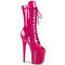Ботинки Pleaser Flamingo-1051, каблук 8 дюймов, 4-дюймовый PF, открытый носок, шнуровка, до середины голени, молния сбоку, розовые