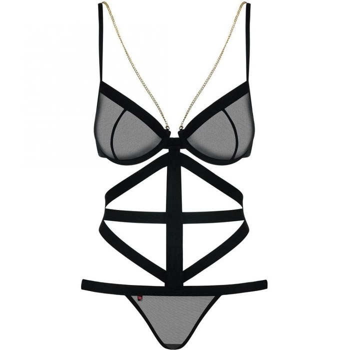 Боді зі шлейками чорний Obsessive BONDY TEDDY S/M
