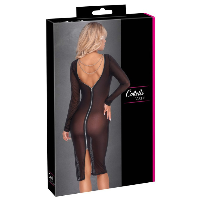 Платье полупрозрачное Cottelli Collection, с молнией, черное, размер S