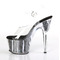 Босоніжки Pleaser Adore-708CG на підборах 7 дюймів, босоніжки з ремінцем на щиколотці 2 3/4 дюйма з блискучими вставками, прозорі/чорні