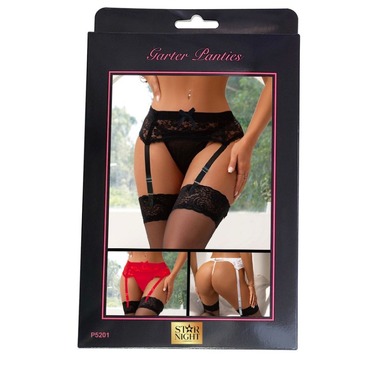 Красный кружевной пояс для чулок Star Night с трусиками в комплекте