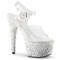 Босоніжки Pleaser Adore-708MR-5 на підборах 7 дюймів, босоніжки з ремінцем на щиколотці 2 3/4 дюйма з блискітками та камінням, прозорі/срібні