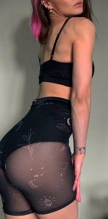 Шорти Velo Tattoo з Сітки з Високою Посадкою для Pole Dance, Yoga та Heels Тренувань - чорний