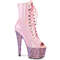 Чоботи Pleaser Bejeweled-1021-7 *7 дюймів на підборах, 2 3/4 дюйма з відкритим носком та застібкою-блискавкою збоку, рожеві