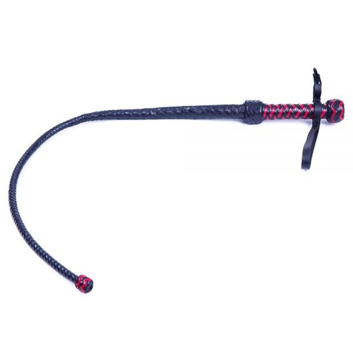 Кнут Leather с твердым наконечником, Black & Red