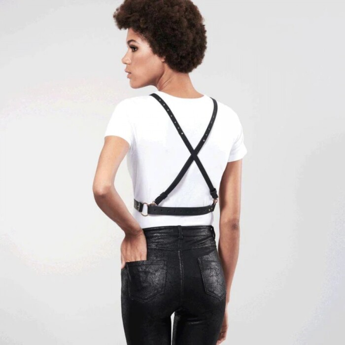 Портупея з перехресним плетивом на грудях MAZE Bijoux Indiscrets чорна, OS