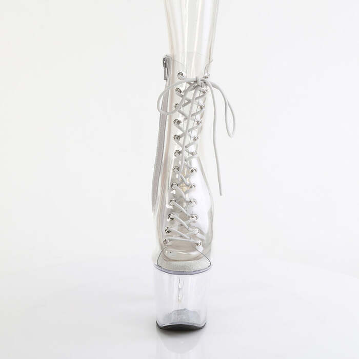 Чоботи Bliss-1016C *7-дюймовий каблук з бісером, 3 1/4-дюймовий відкритий носок/каблук зі шнурівкою, прозорі