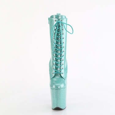 Ботинки Flamingo-1040GP, каблук 8 дюймов, 4-дюймовые PF-ботинки со шнуровкой спереди, молния сбоку, синие