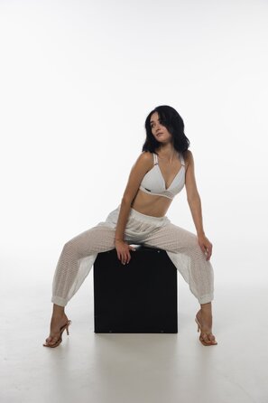 Muse — Сітчасті Штани З Манжетами Для Pole Dance, Heels Та Студійних Тренувань - білий