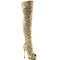 Сапоги Pleaser Blondie-R-3011 **Каблук 6 дюймов, 1 1/2 дюйма, двойной PF, открытый носок, голенище, золото