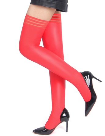 Панчохи еластичні Star Night з імітацією шкіри, червоні, XS-M