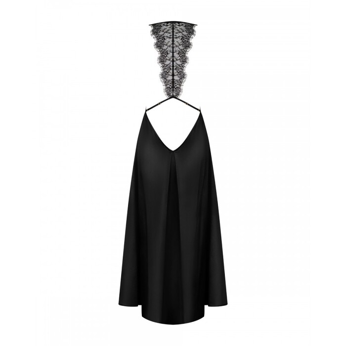 Сукня довга з мереживними елементами по спинці, Obsessive Agatya, чорна, L/XL