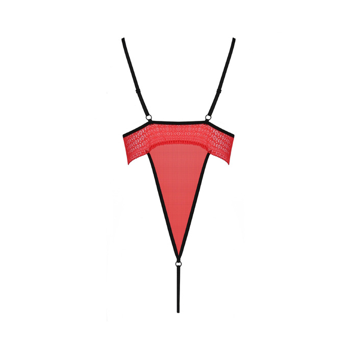 Боди с высоким вырезом бедра, S/M красный Akita Body - Passion Exclusive