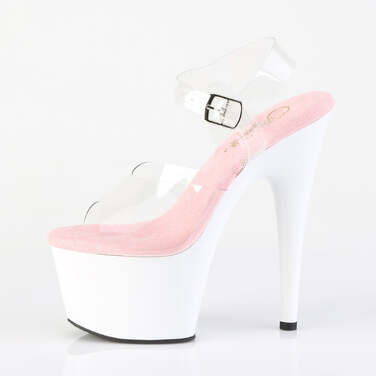 Босоніжки Adore-708 на підборах 7 дюймів, босоніжки з ремінцем на щиколотці 2 3/4 дюйма, рожеві/білі