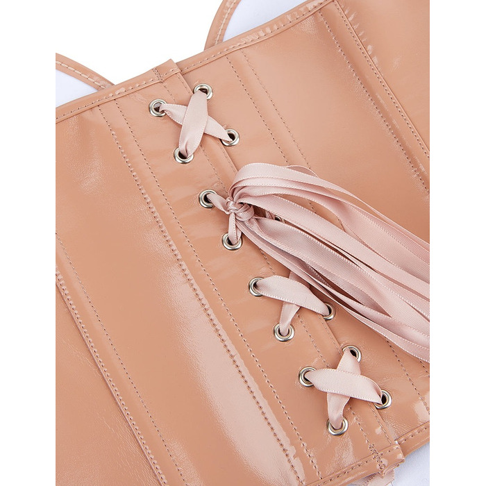 Корсет Star Night из лакированной кожи, на шнуровке, бежевый, M (без коробки)