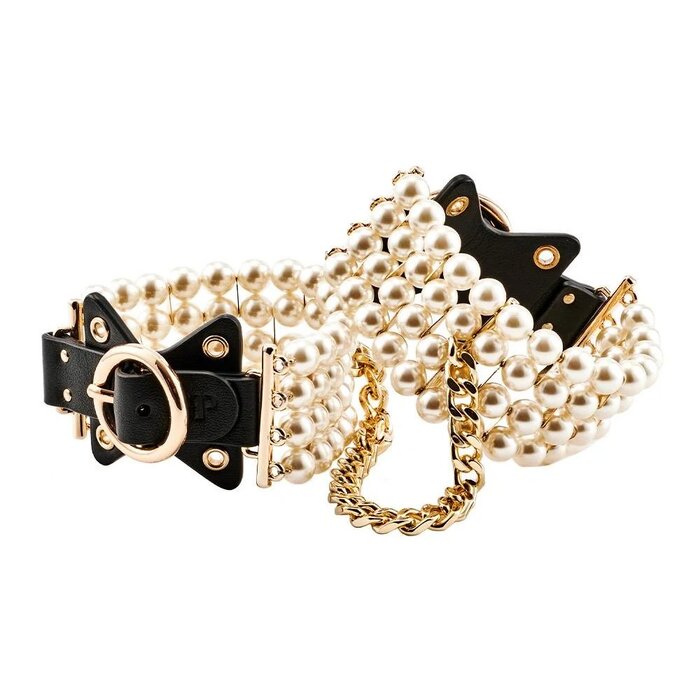 Наручники Guilty Pleasure Allure з перлами, чорно-золоті