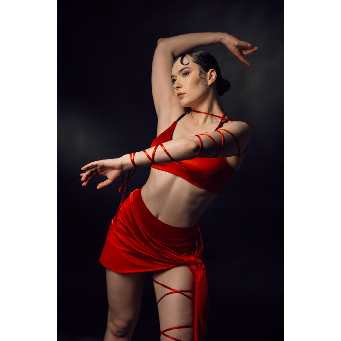 SKINN top Red silk_ червоний біфлекс шовк