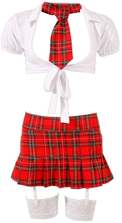 Костюм школьницы в клетку Cottelli Collection Schoolgirl Set с глубоким декольте, S