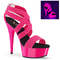 Босоножки Pleaser Delight-669UV, каблук 15 см, босоножкии с перекрещивающимися носками, реагирующими на УФ-излучение, 3,5 см, молния сзади, розовые
