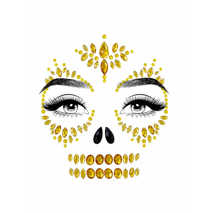 Маска скелета зі страз і блискучого каміння Leg Avenue золота