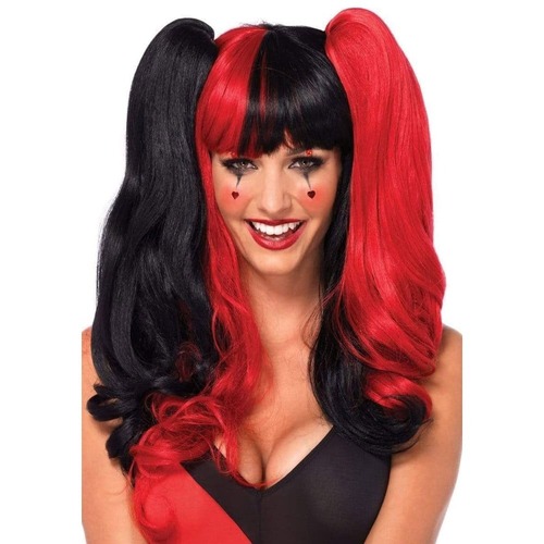 Перука Арлекіно з хвостиками Leg Avenue Harlequin чорно-червоний
