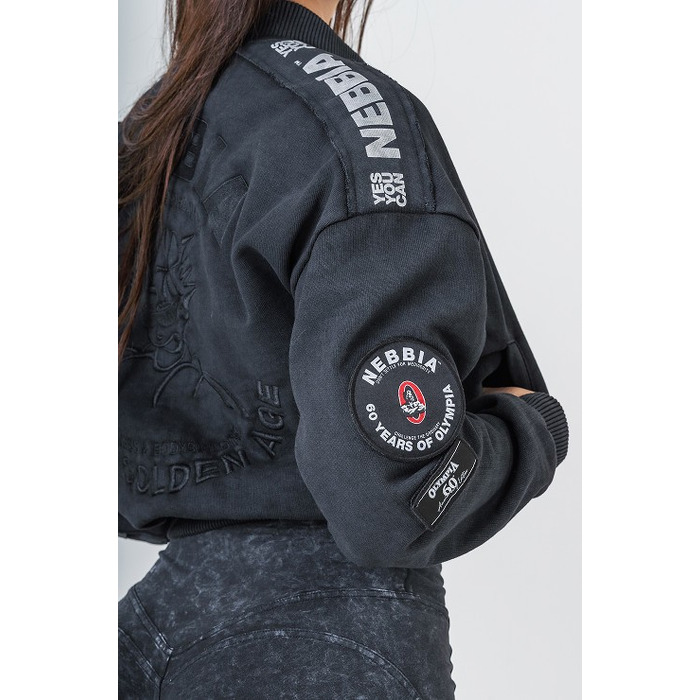 Бомбер Nebbia Washed Bomber Jacket with Contrast Lining LEGEND Black 784